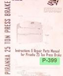 Piranha-Piranha 65 Ton, Press Brake Operations Programming Parts and Wiring Manual-65 Ton-03
